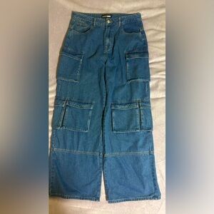 Fashion Nova Large Blue Cargo Jeans